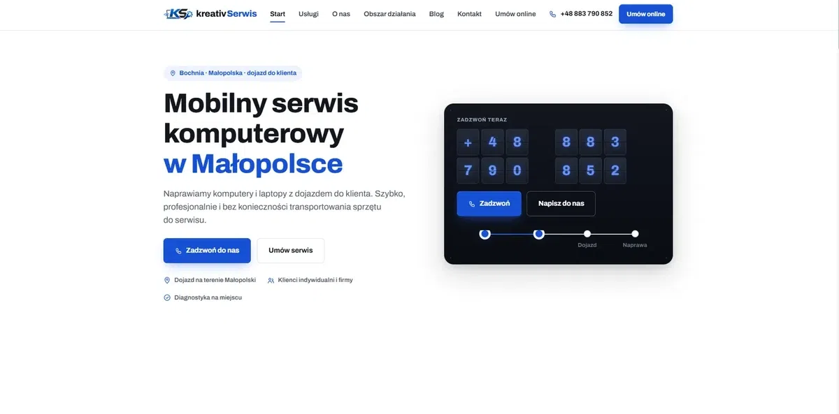 Strona KreativSerwis – zrzut ekranu realizacji KreativSEO